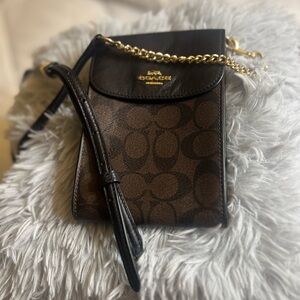 Coach Signature Brown and Black Crossbody Bag
